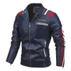 Homens vintage jaqueta de motocicleta moda motociclista couro masculino bordado bombardeiro casaco inverno velo plutônio 240125