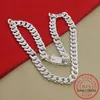 Łańcuchy 925 srebrne 10 mm 20 22 24 -calowy łańcuch kubański Naszyjnik colar de prata dla kobiet mężczyzn dobrze biżuteria prezenty urodzinowe 185r