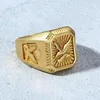 Мужское кольцо-печатка «Ястреб» с двойным орлом золотого цвета, средневековая нержавеющая сталь, подарок мужу1239f