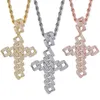 Pendant Necklaces Iced Out Cubic Zirconia Rhombus Big Cross Pendants Necklace For Men Gifts Bling Hip Hop Jewelry162q