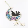Ornements en bois pour Ramadan, 18cm, fête musulmane islamique, signe suspendu en forme de lune, décoration de jardin, cadeau de fête Q938