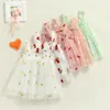 Vestidos de menina focusnorm 0-5y verão adorável bebê meninas doce vestido cinta sem mangas flores impresso renda tutu vestido de verão