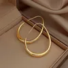 Hoop Earrings 925 Silver Plated Gold Color Oval For Women Party Wedding Jewelry Gift Eh842