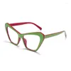 Okulary przeciwsłoneczne ramy kota oko anty niebieskie lekkie okulary optyczne dla kobiet mężczyzn żółta zielona rama przezroczysty obiektyw okulary mody unisex okulary