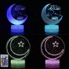 Ramadan Decoration LED LED LED Lights Dom Desktop Stars Moon Stars Pilot Kolorowa lampa Islamska Eid Mubarak Ramadan Prezenty 21310X