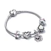 Посеребренные браслеты-подвески в форме сердца с ключом для женщин, оригинальные браслеты с короной принцессы для девочек и бисером, браслет для жены Jewelry170I