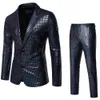 Mäns paljett Hot Stamping Suit, Disco Party Stage, Nightclub, Shiny and Cool Performance Suit Set