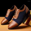 Zapatos de vestir para hombre con cordones de cuero de gamuza formal para hombres de negocios diseño Vitage boda