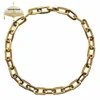 Thick Flat Rounded Rectangle Gold-color Link Chain Necklace Men Women Stainless Steel Fashion Jewelry 1 Piece 220j