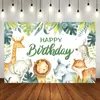 Party Decoration Jungle Animal Bakgrund Wild One Birthday Kids Woodland Safari Baby Shower Green Forest Backdrop