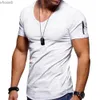 Men's T-Shirts Men T-Shirt Solid Color Zip Pocket V Neck Short Sleeve T-shirt Fit Plus Size Tee stylish Top Summer 2021 240130