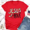 T-shirt das mulheres Jesus Love Imprimir Mulheres Camiseta Manga Curta O Pescoço Solto Mulheres Camiseta Senhoras Camiseta Tops Roupas Camisetas Mujer 240130