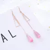 Dangle Earrings Trend 925 Sterling Silver Long Tassel Snake Chain Moonstone Noble Pendants Drop Women's Straight Hanging Ear Jewelry