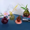 Vases 4 Styles Pomegranate Hazelnut Pear Gourd Shape Flower Vase Creative Cute Glass Home Table Shelf Foreplace Garden Decoration