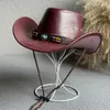 Baretten Mode Kunstleer Western Cowboyhoed Voor Vrouwen Mannen Vintage Gentleman Jurk Hoeden Panama Cowgirl Jazz Cap