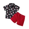 Set di abbigliamento 1-6 anni Natale Ragazzi Vestiti Completi T-shirt a maniche corte Top Pantaloncini Set estivo da 2 pezzi