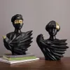 Europese Zwarte Goud Luchtfoto Vogel Figuur Standbeeld Hars Ambachten Abstracte Kunst Karakter Sculptuur Woondecoratie Accessoires Gift T2006220W