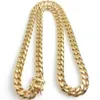 Stainless Steel Chains 18K Gold Plated High Polished Miami Cuban Link Necklace Men Punk 14mm Curb Chain Double Safety Clasp 18inch271q