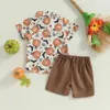 Clothing Sets FOCUSNORM 1-6Y Toddler KidsBoys Halloween Clothes 2pcs Short Sleeve Pumpkin Print Shirt Solid Shorts