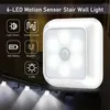 Luci notturne Sensore di movimento wireless Luce Angolo di 120 gradi Alimentato a batteria Armadio Lampada per scale Parete per scale del corpo umano