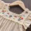 Robes de fille Menoea bébé filles coton robes nouvel été fleur broderie dentelle robe enfant en bas âge enfants décontracté manches volantes princesse vêtements 2-6Y