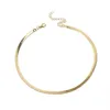 2021 Gold versilbert verstellbare 5 mm flache Schlangenkette Fischgräten-Choker-Halskette einfacher zierlicher Schmuck für Frauen 15 Chock264b