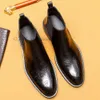 Haute qualité hommes carré plaine en cuir véritable bottes hommes noir marron chaussures habillées sans lacet hommes bottines
