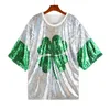 Designer Camiseta Mulheres Homens St. Patricks Day Camisas Gráfico Tee Glitter Ball Terno Europeu e Americano Roupas EE2C