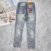 Jeans pour hommes Designer Fashion Jeans pour hommes printemps et été pantalon slim stretch bleu clair hommes IDK4