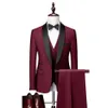 Men Skinny 3 Pieces Set Formal Slim Fit Tuxedo Prom Suit / Male Groom Wedding Blazers High Quality Dress Jacket Coat Pants Vest 240126