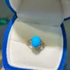 Clusterringen JHY2024 G18K massief goud 18K natuurlijke blauwe turquoise edelstenen 11 9 mm diamanten vrouwelijk casual sportief