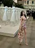 Sandálias femininas grandes 2024 cabeça redonda strass fenda salto alto moda dedo do pé aberto magro vestido sexy