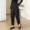 Women's Pants Woolen Casual Winter Warm Fashion Harem Pant Office Ladies Loose Autumn High Waisted Straight Tube Suit