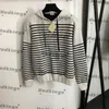 Classic Stripe Sweater Hoodies Trendy Hooded Sweater 2 Colors Knit Hoodies Fashion Pullover Designer Girls Sweaters Clothing