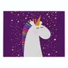 Table Mats Cartoon Unicorn Placemat Dining Rainbow Animal Pink Western Food Coaster Pads For Children Girl Linen Fabric Bowl Cup