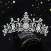 Light Blue Crystal Tiara Crown Princess Bridal Wedding Headband Hair Jewelry Accessories Fashion Headdress Pageant Prom Ornaments 289p