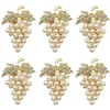 Napkin Rings Grapes Set Of 6 With Glittering Imitation Diamond And Pearls Inlay Alloy Ring Holder234u