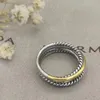 DY Classics Band Anneaux Dy Twisted Deux Couleurs Croix Perle Designer Bague pour Femmes Mode 925Sterling Argent Vintage Bijoux De Luxe Diamant Cadeau De Mariage