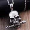 Collier pendentif gothique à bascule pour hommes et femmes, bijoux de motard antiques en acier inoxydable, pendentifs fantôme Cool pour hommes, New1276Q