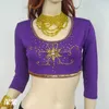 Stage Wear Atacado Hight Quality Mulheres Meninas Prática Traje Mangas Compridas Pressionadas Broca Belly Dance Top