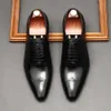 Siyah kahverengi elbise orijinal buzağı deri oxford erkekler için kanat uçlu brogue rahat erkek resmi ayakkabılar erkek