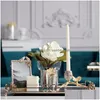 Candle Holders Luxury Golden Sier Ginkgo Leaf Branch Decor Alloy Holder Living Room Western Restaurant Villa Atmosphere Ornaments Dro Dh4H0