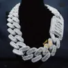 Große, schwere Herren-Halskette, Silber 925, Iced Out Vvs Moissanit, Baguette-Diamant, kubanische Hip-Hop-Gliederkette