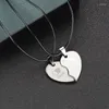 Pendentif Colliers 1 paire Couples Collier Bijoux Unisexe En Forme De Coeur Noir Blanc Amour Ami Saint Valentin Cadeaux