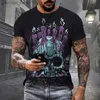 T-shirt da uomo estive Nuove magliette da uomo girocollo T-shirt 3d teschio con stampa grafica T-shirt manica corta moda casual sciolto Abbigliamento uomo Q240130