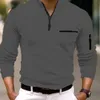 Spring and Autumn Mens Checkered Polo Shirt Arm Zipper Sports Polo Shirt 240130