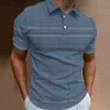 Camisa polo masculina simples linha 3d impressa moda masculina verão casual manga curta solta camisa esportiva de grandes dimensões topo de rua 240130