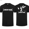 Herren T-Shirts 2023 Mode T-Shirt Männer Linkin Bracket Park T-Shirt Doppelseitiges lässiges übergroßes T-Shirt Grafik Jugend Tuch Streetwear S-3XL 240130