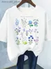 Dames T-shirt Bloemenprint Mode Plant Trend Mooie stijl Korte mouw Dames Grafisch T-shirt Zomer T-kleding Vrouwelijke kleding Casual T-shirts 240130