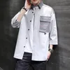 Chemises décontractées pour hommes Arrivée Chemise à manches trois-quarts Mode Coton Slim Fit Vêtements coréens sans fer Plus Taille 3XL